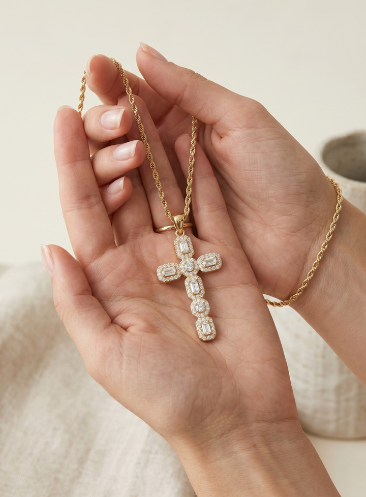 Elegant Zirconia Cross Necklace