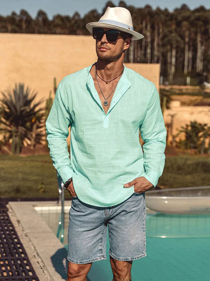 The Silas Heritage | Linen-Style Henley Shirt