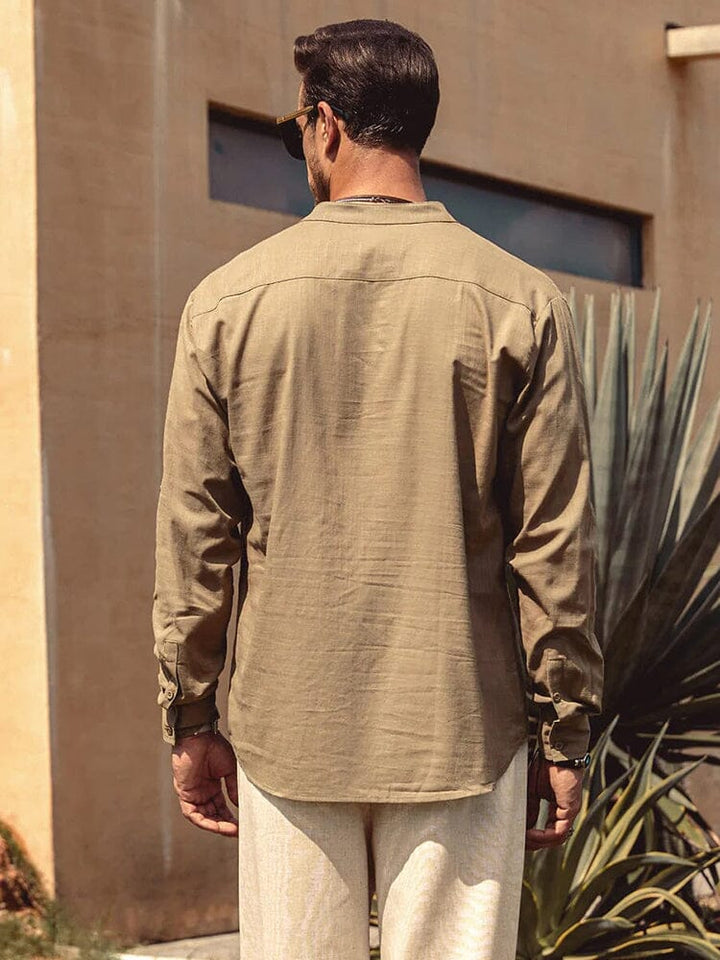 The Silas Heritage | Linen-Style Henley Shirt