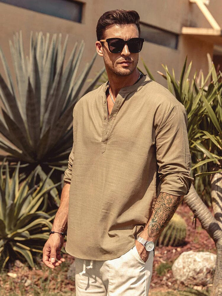 The Silas Heritage | Linen-Style Henley Shirt