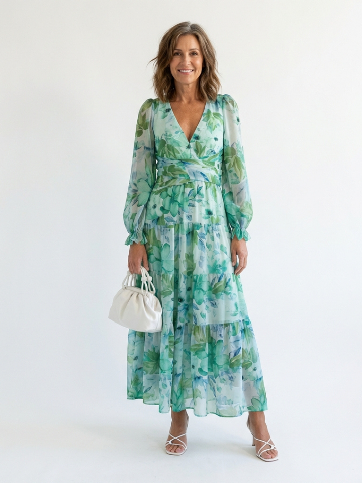 Elthea | Long Sleeve Floral Maxi Dress