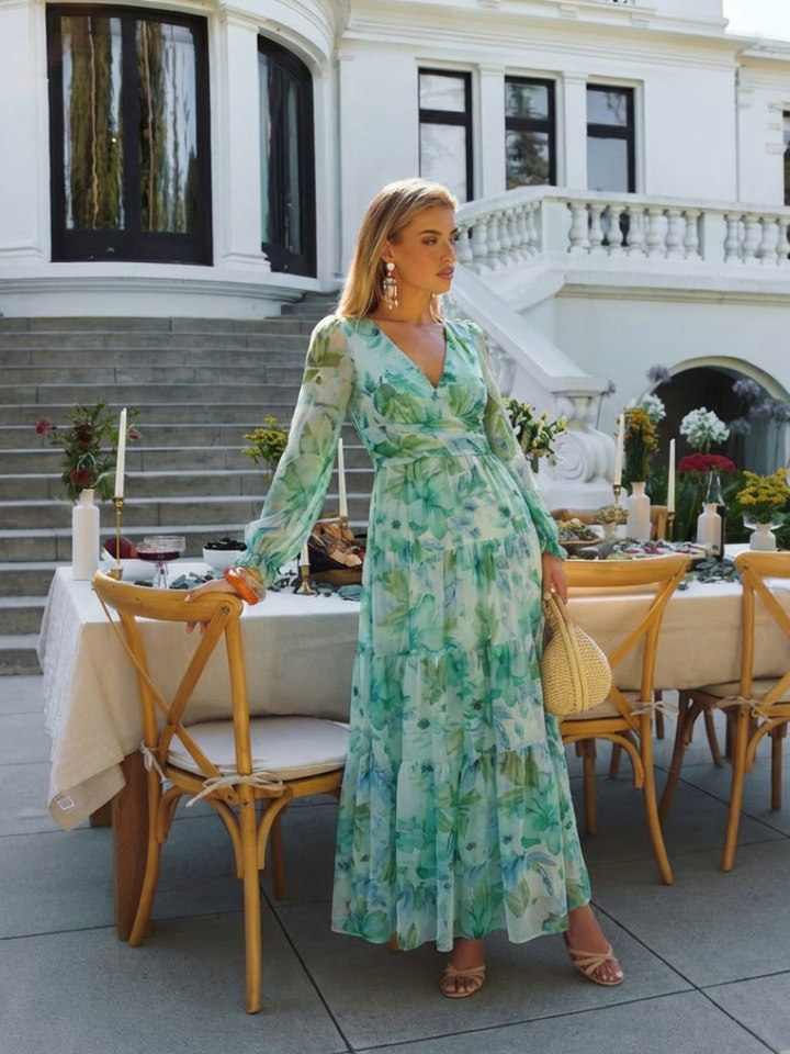 Elthea | Long Sleeve Floral Maxi Dress