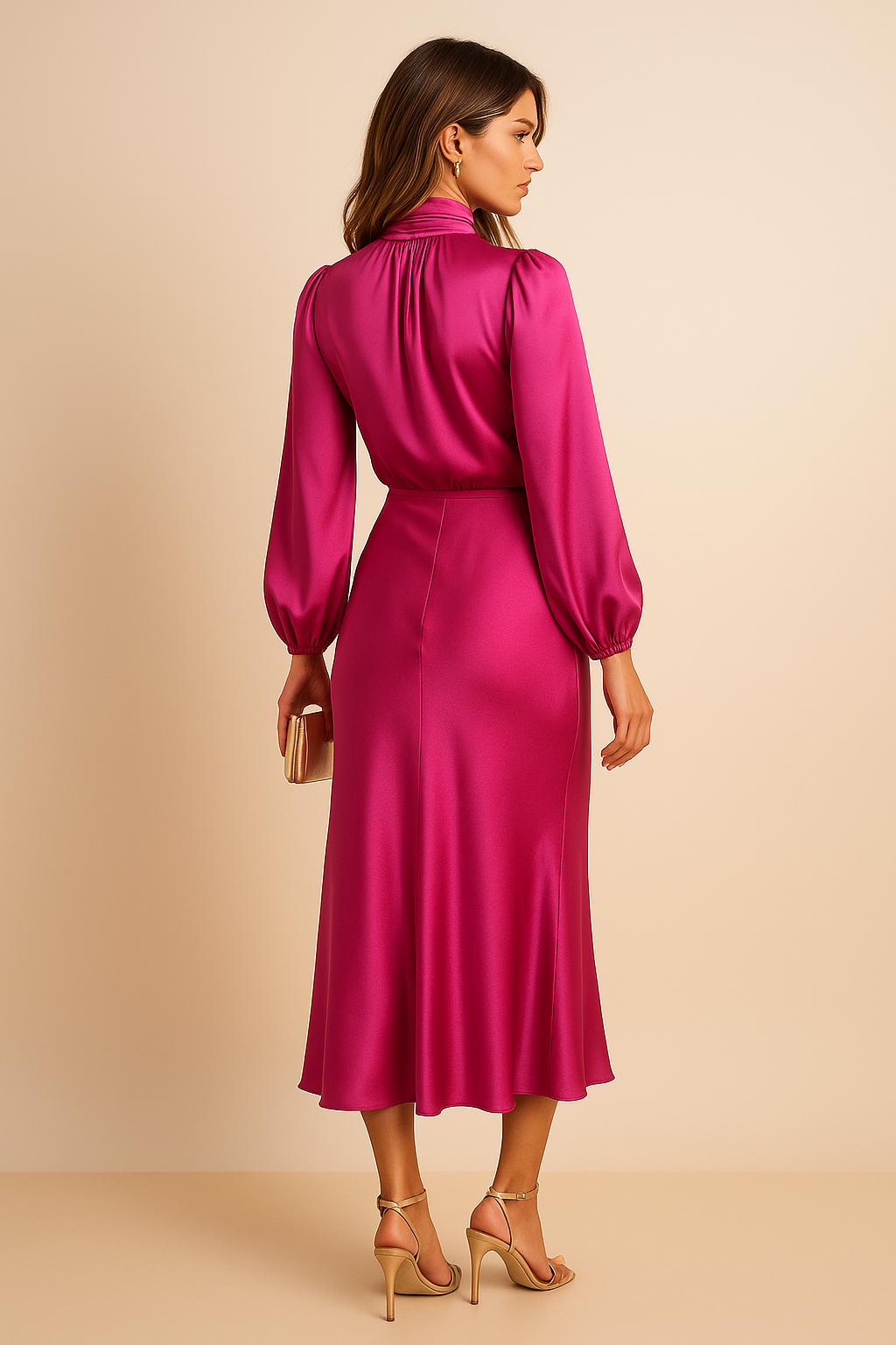 The Kriz Sovereign | High-Waist Satin Midi Dress