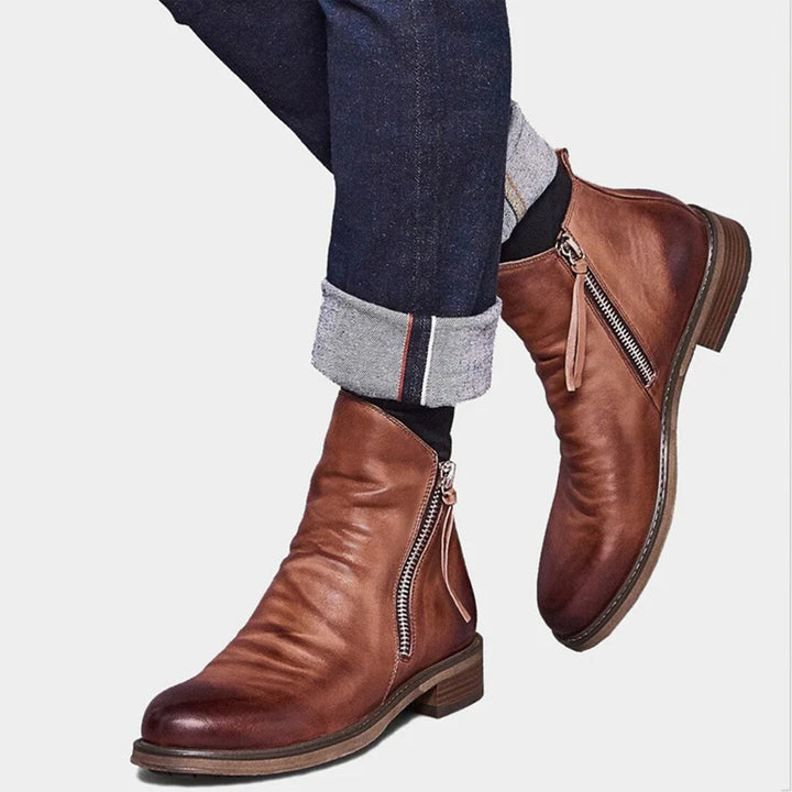 The Daniel Artisan | Men’s Brown Leather Zip Boots