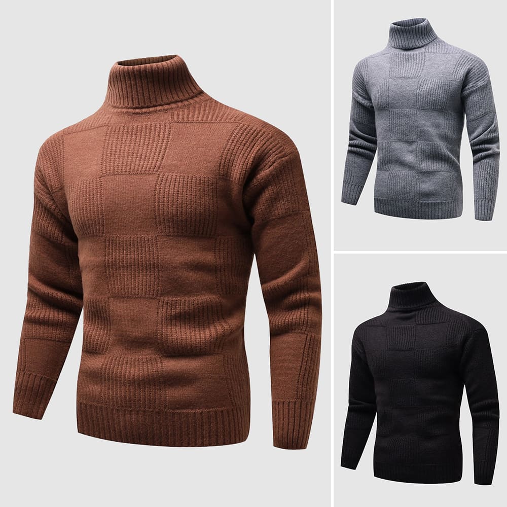 The Adam Checkerboard | Men’s Textured Slim-Fit Turtleneck