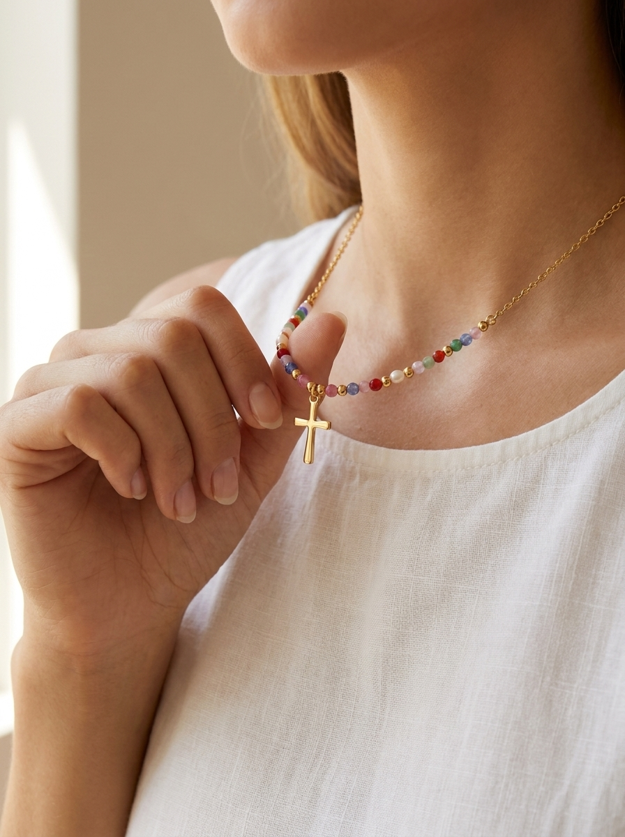 Colourful Cross Necklace