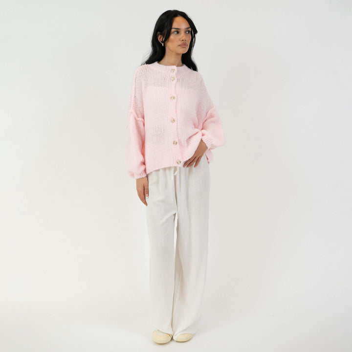 Elara | Oversized Gold-Accent Cardigan