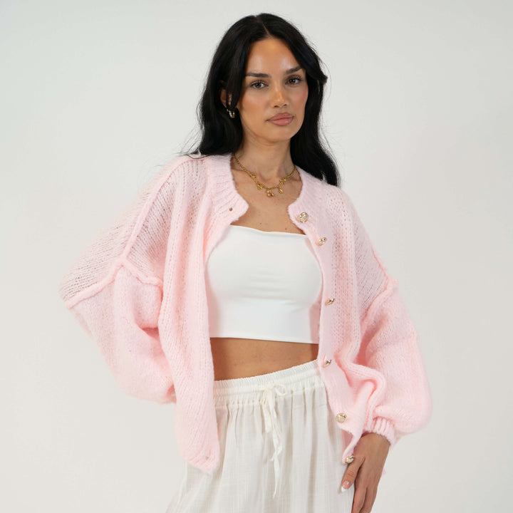 Elara | Oversized Gold-Accent Cardigan