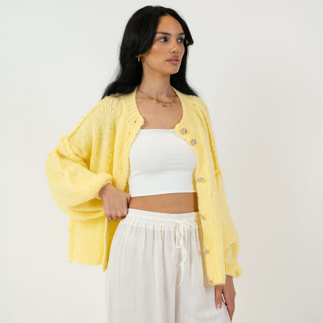 Elara | Oversized Gold-Accent Cardigan
