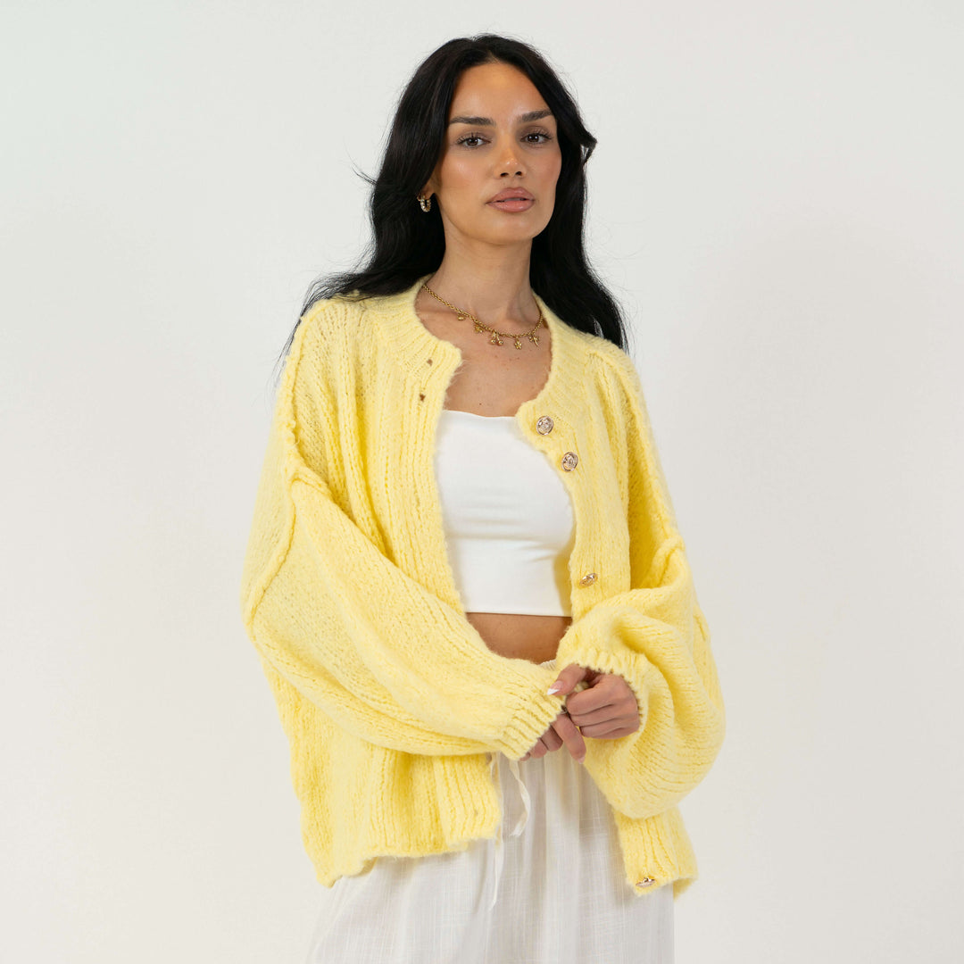 Elara | Oversized Gold-Accent Cardigan