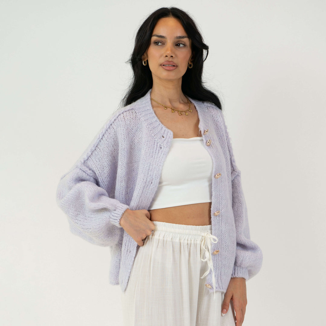 Elara | Oversized Gold-Accent Cardigan