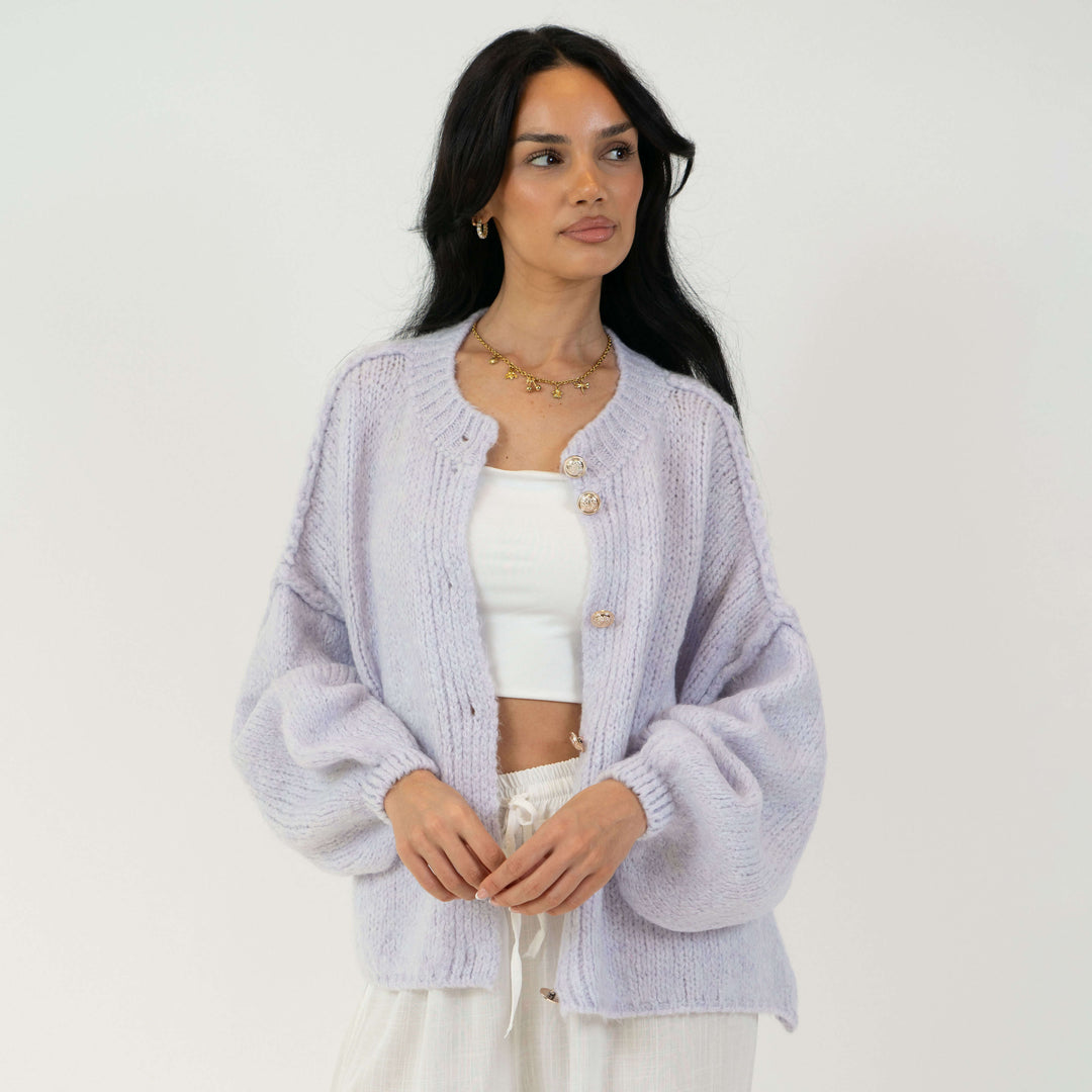 Elara | Oversized Gold-Accent Cardigan