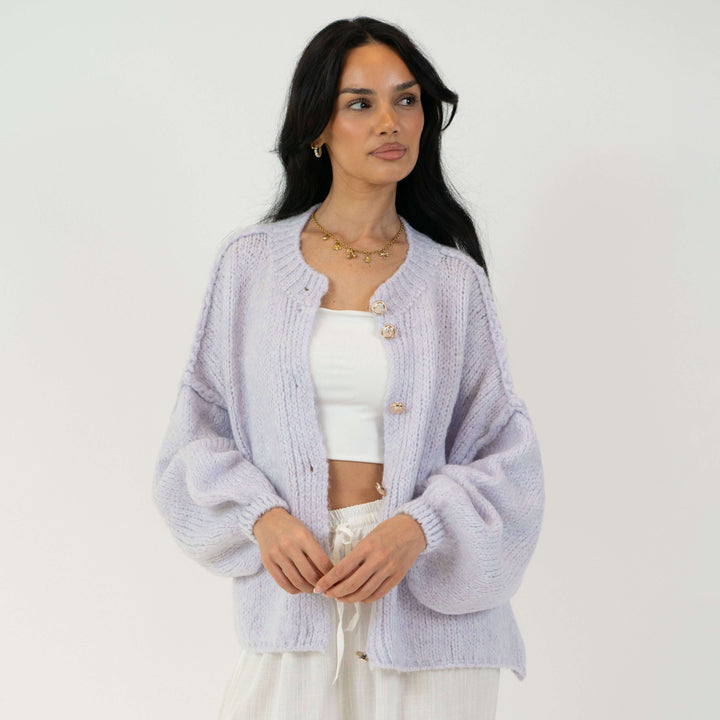 Elara | Oversized Gold-Accent Cardigan