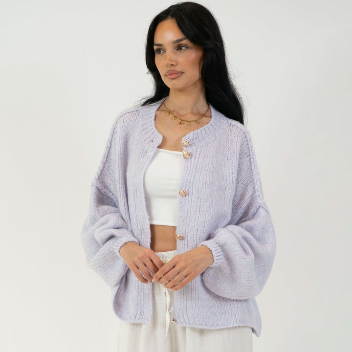 Elara | Oversized Gold-Accent Cardigan