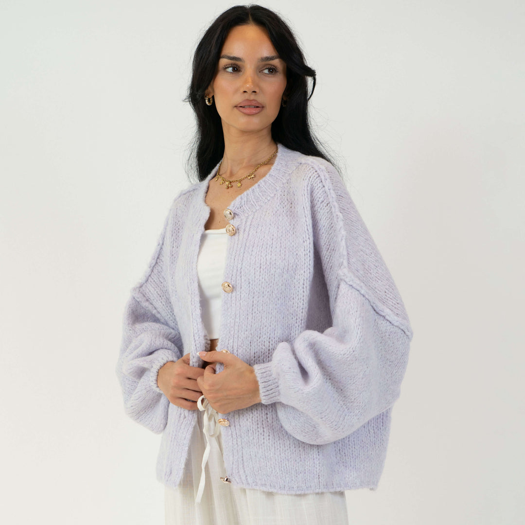 Elara | Oversized Gold-Accent Cardigan