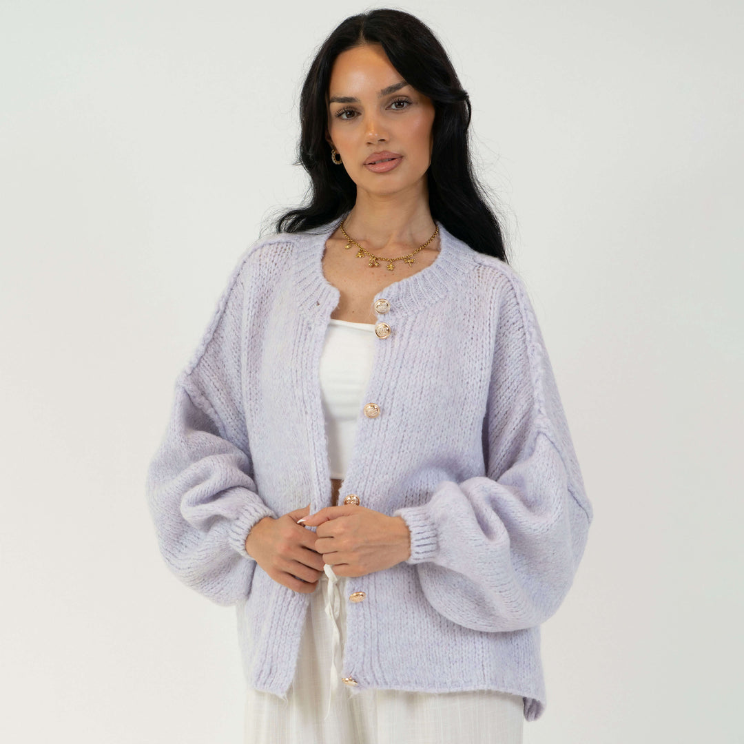 Elara | Oversized Gold-Accent Cardigan