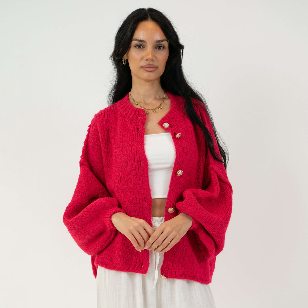 Elara | Oversized Gold-Accent Cardigan