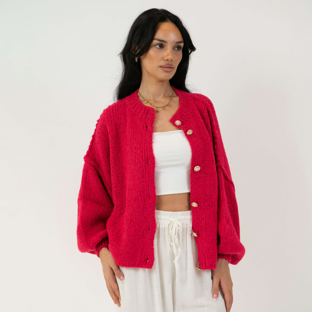 Elara | Oversized Gold-Accent Cardigan