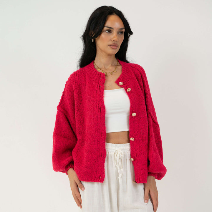 Elara | Oversized Gold-Accent Cardigan