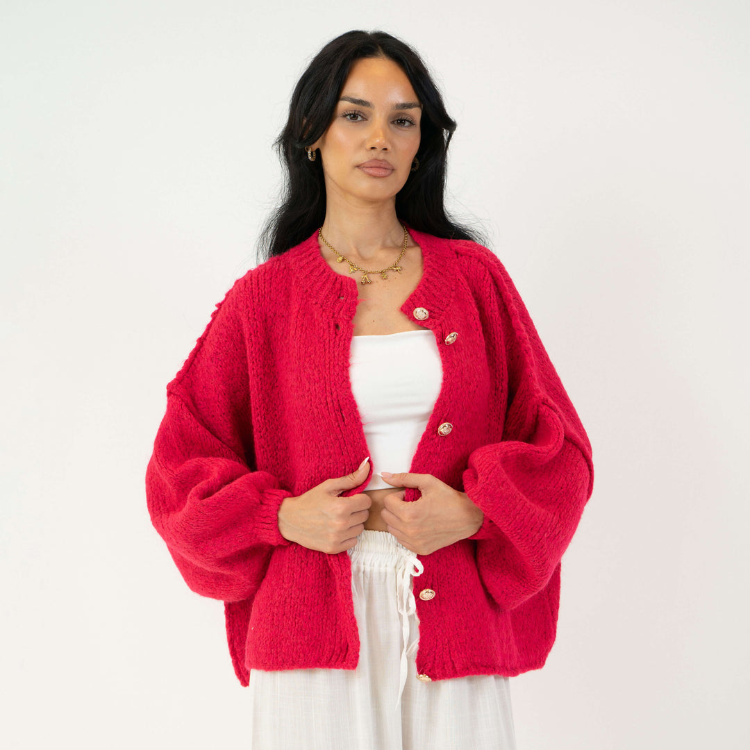 Elara | Oversized Gold-Accent Cardigan