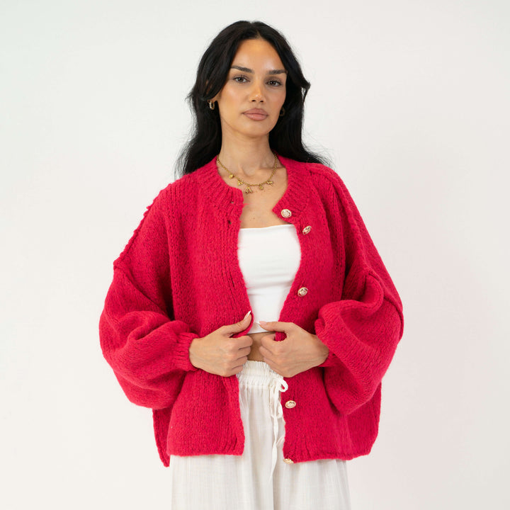 Elara | Oversized Gold-Accent Cardigan
