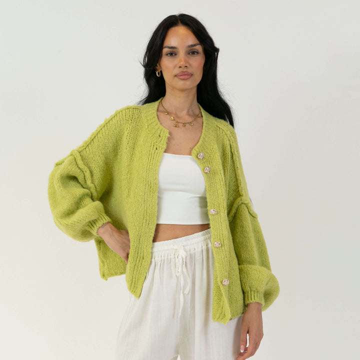 Elara | Oversized Gold-Accent Cardigan