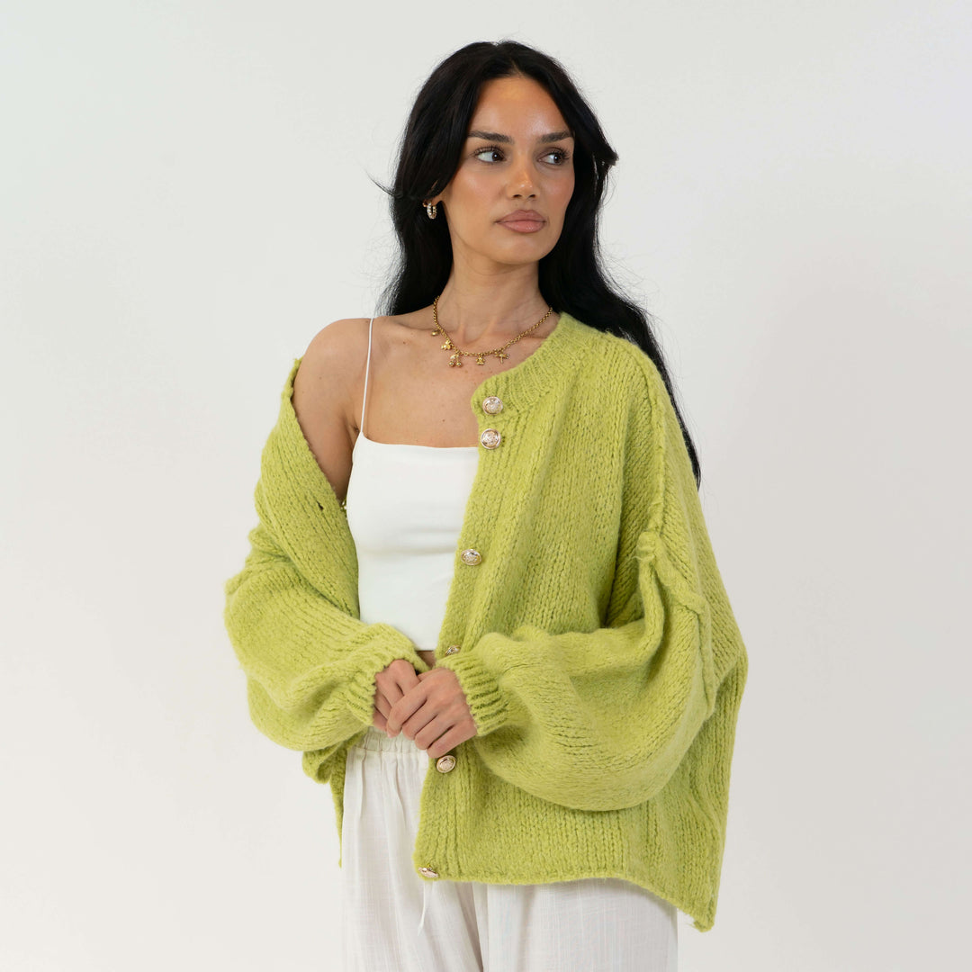 Elara | Oversized Gold-Accent Cardigan