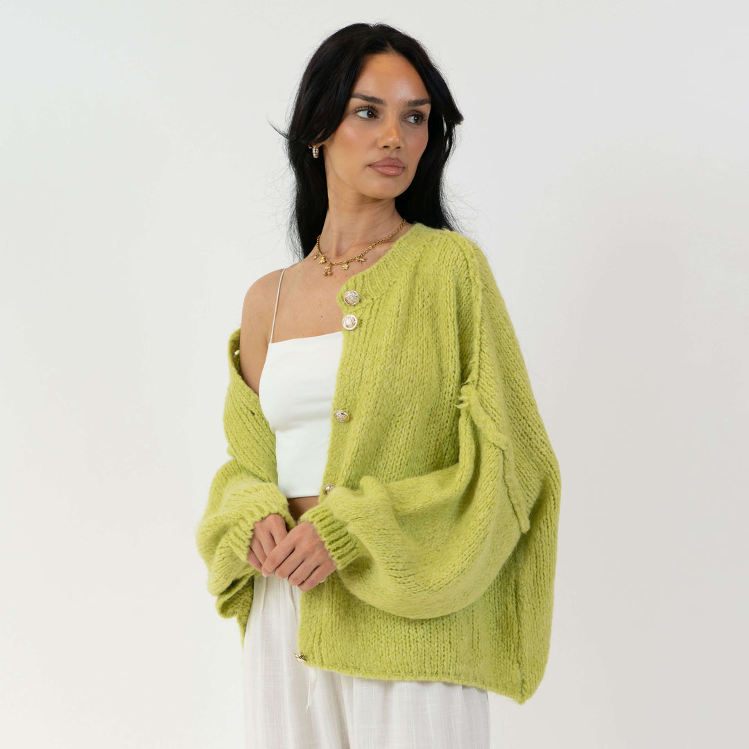 Elara | Oversized Gold-Accent Cardigan