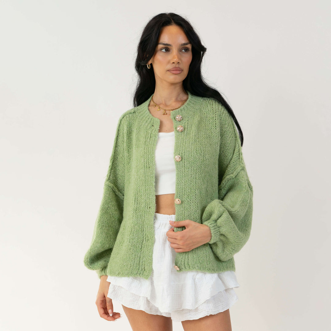 Elara | Oversized Gold-Accent Cardigan