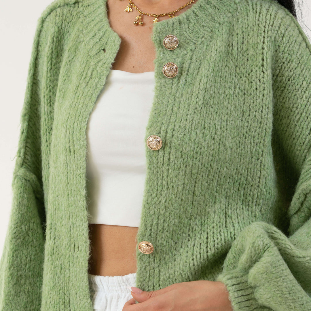 Elara | Oversized Gold-Accent Cardigan
