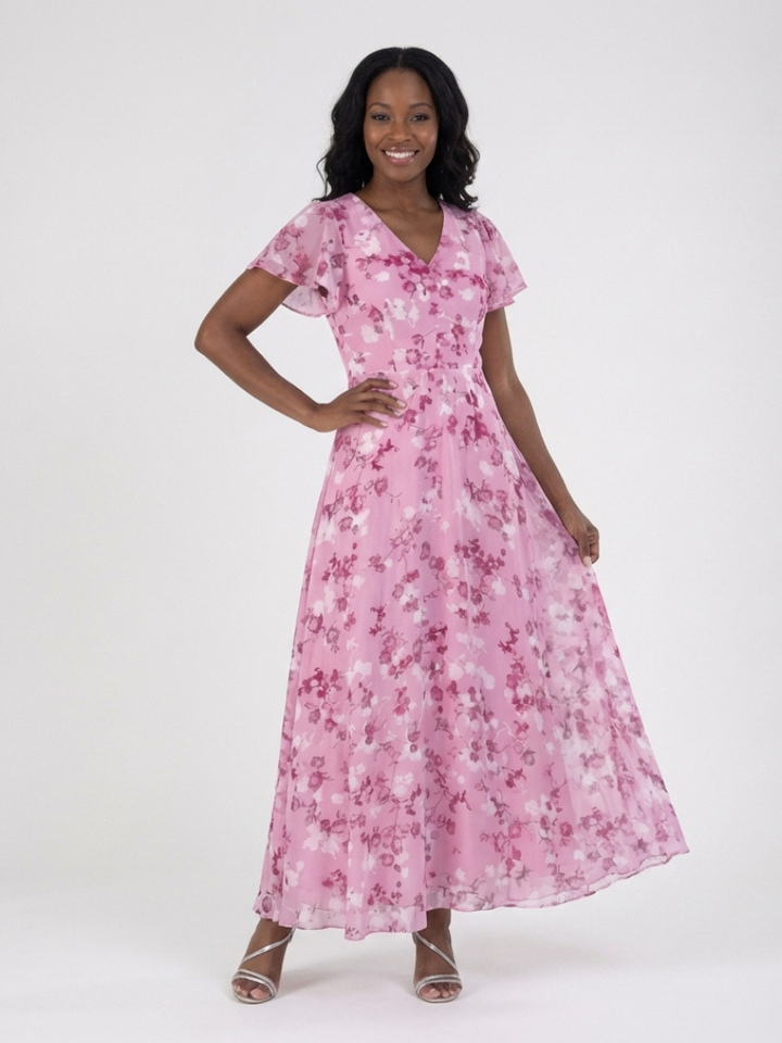 Esmeria | Floral Chiffon Maxi Dress