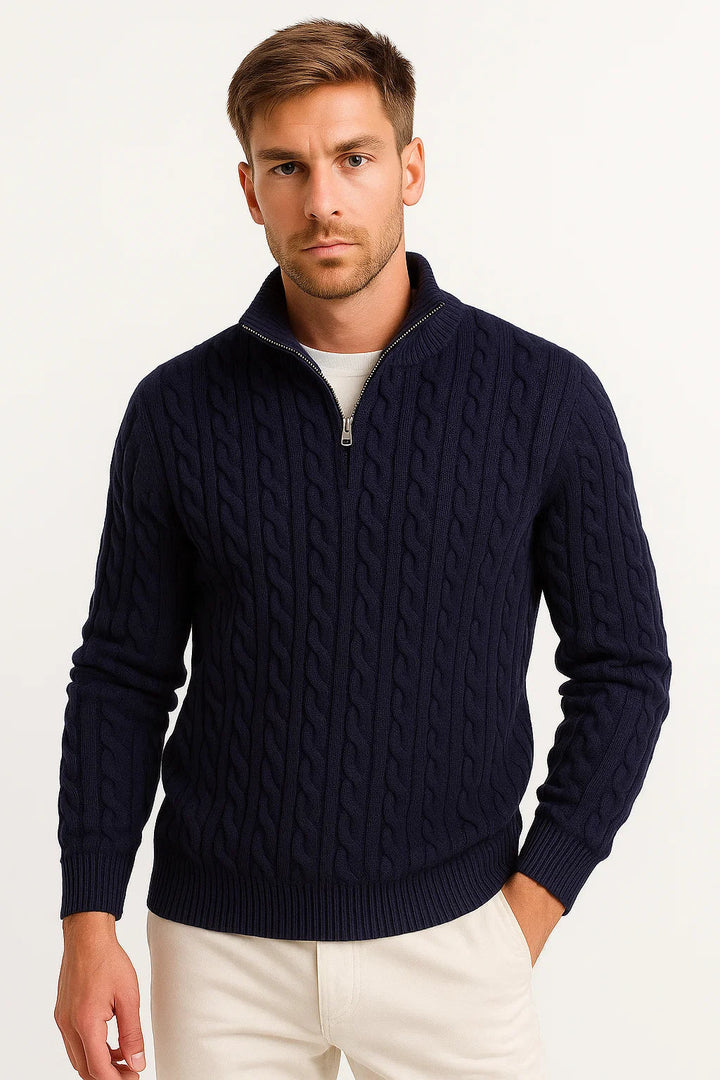 The Nate Sovereign | Men’s Spring Zip-Neck Cable Knit Sweater