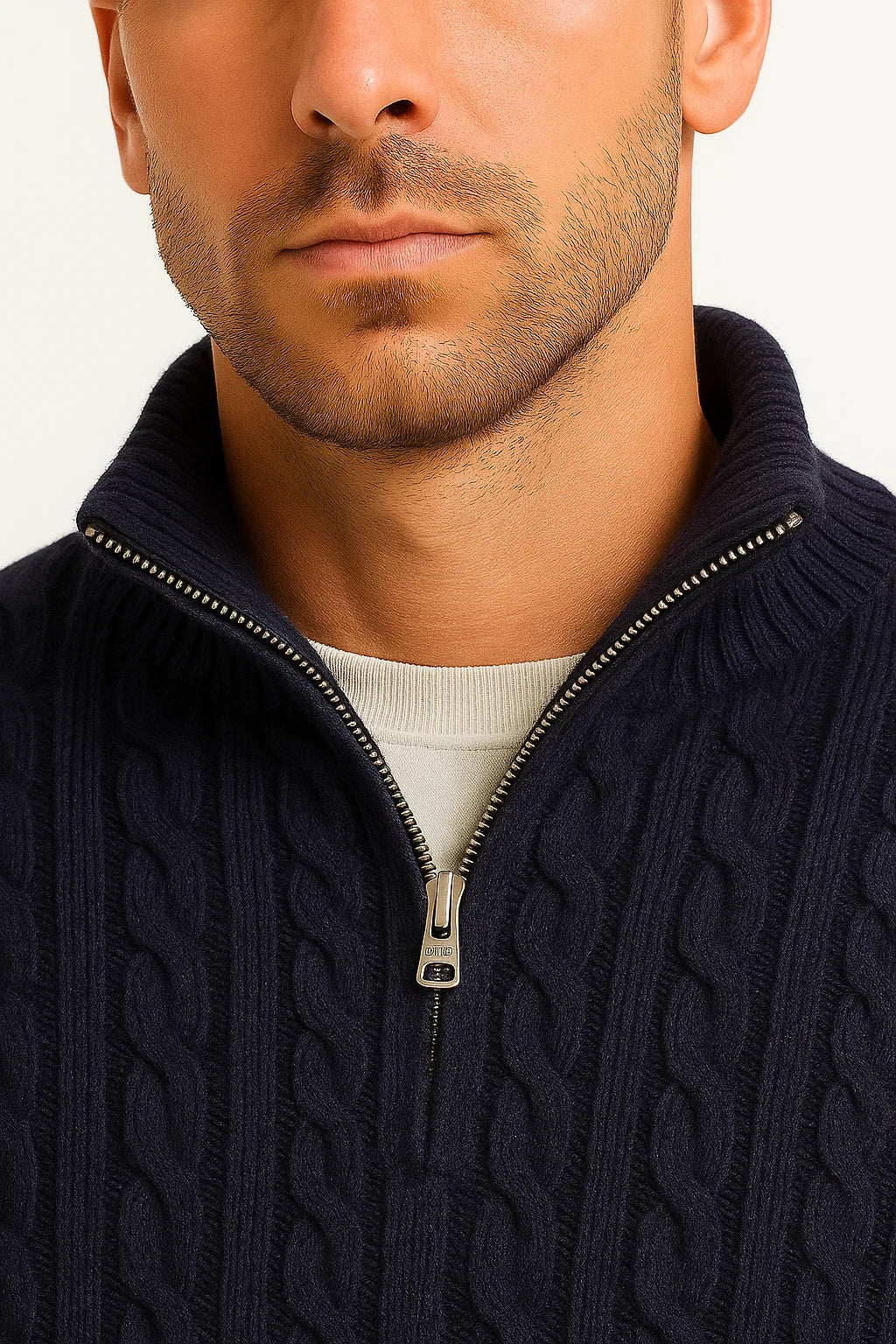 The Nate Sovereign | Men’s Spring Zip-Neck Cable Knit Sweater