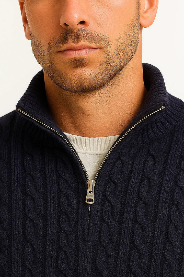The Nate Sovereign | Men’s Spring Zip-Neck Cable Knit Sweater