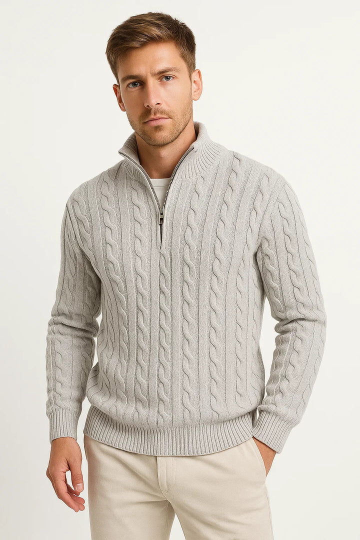 The Nate Sovereign | Men’s Spring Zip-Neck Cable Knit Sweater