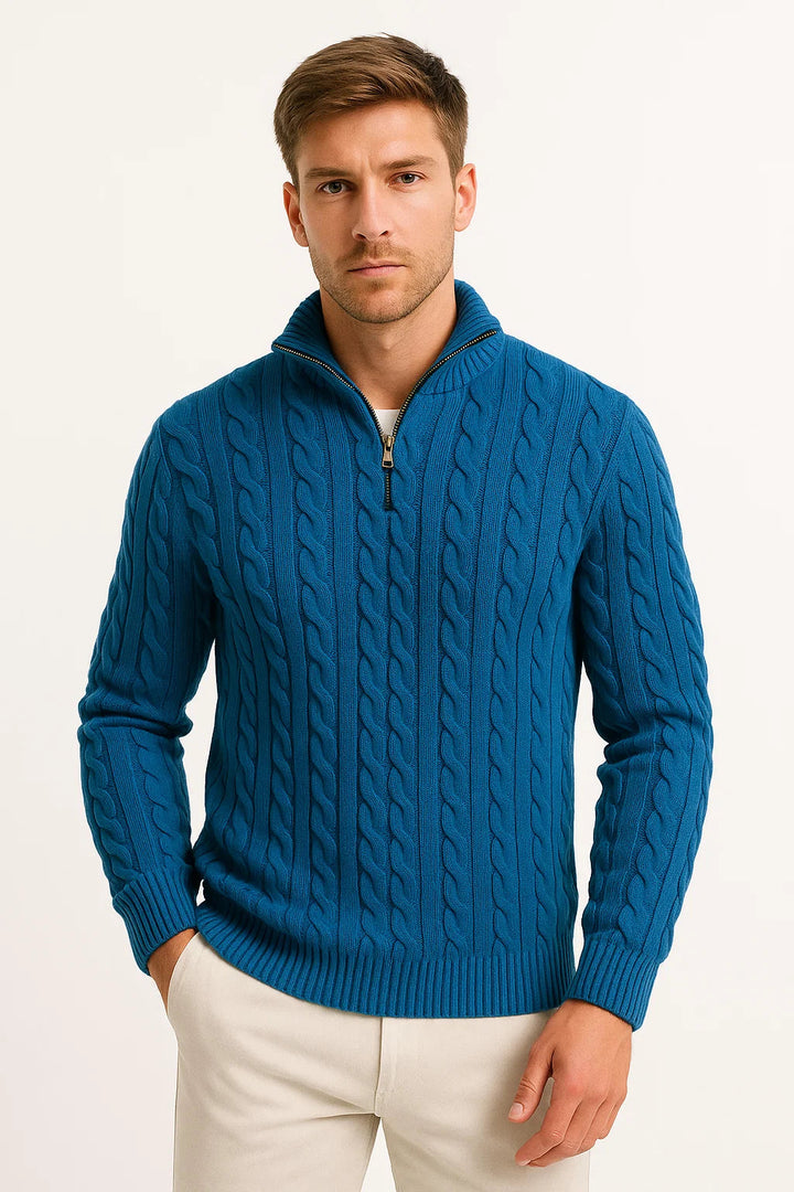 The Nate Sovereign | Men’s Spring Zip-Neck Cable Knit Sweater