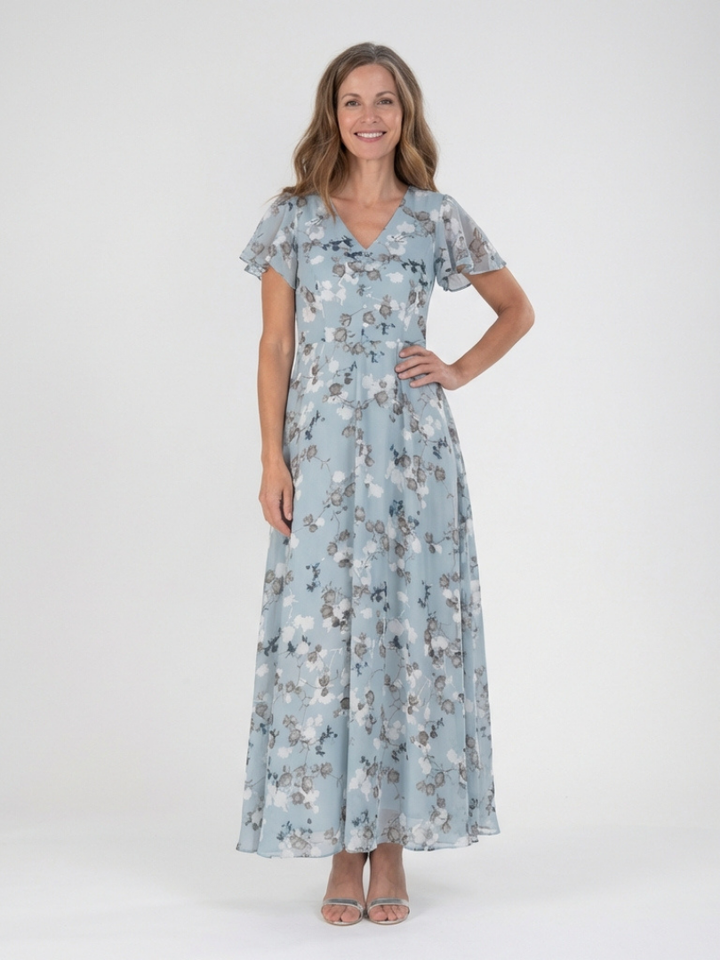 Esmeria | Floral Chiffon Maxi Dress