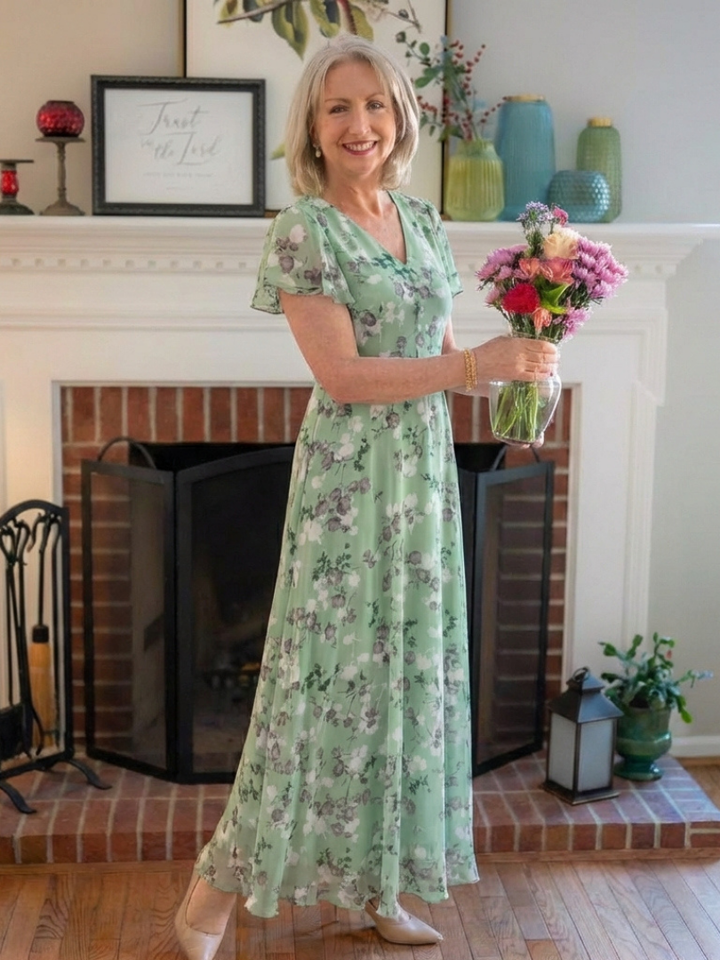 Esmeria | Floral Chiffon Maxi Dress