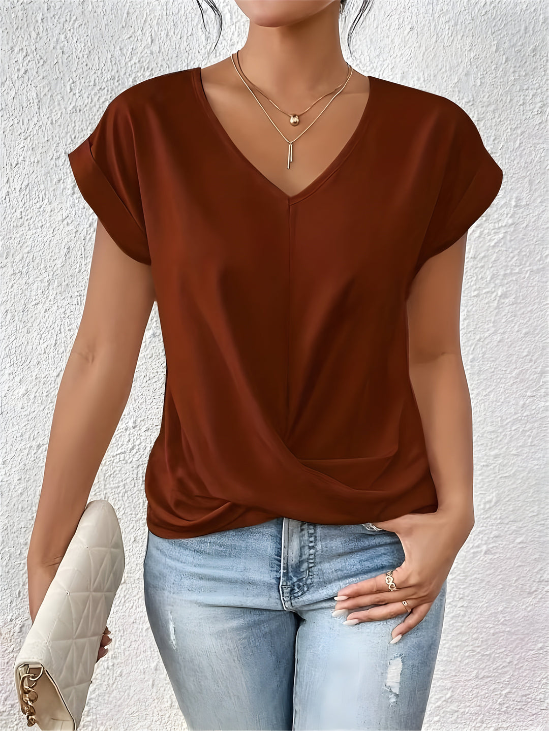The Maia Elysian | Women’s Twist Front V-Neck Top