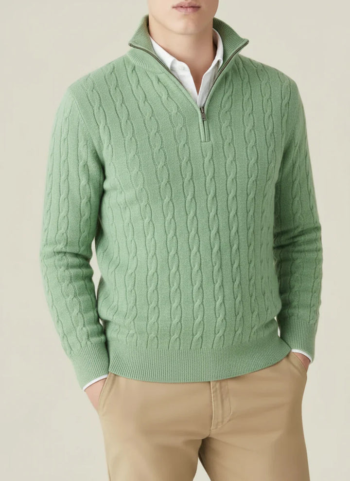 The Colin Heritage | Men’s Spring Cable Knit Half Zip Sweater