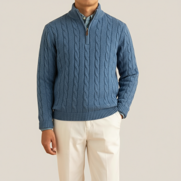The Colin Heritage | Men’s Spring Cable Knit Half Zip Sweater