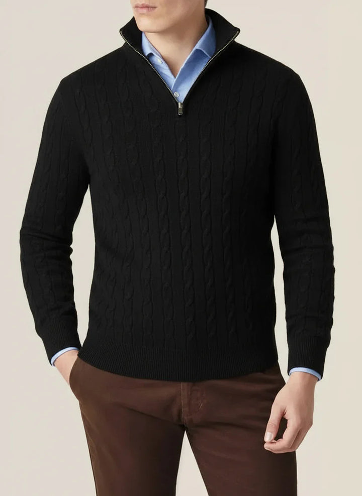 The Colin Heritage | Men’s Spring Cable Knit Half Zip Sweater