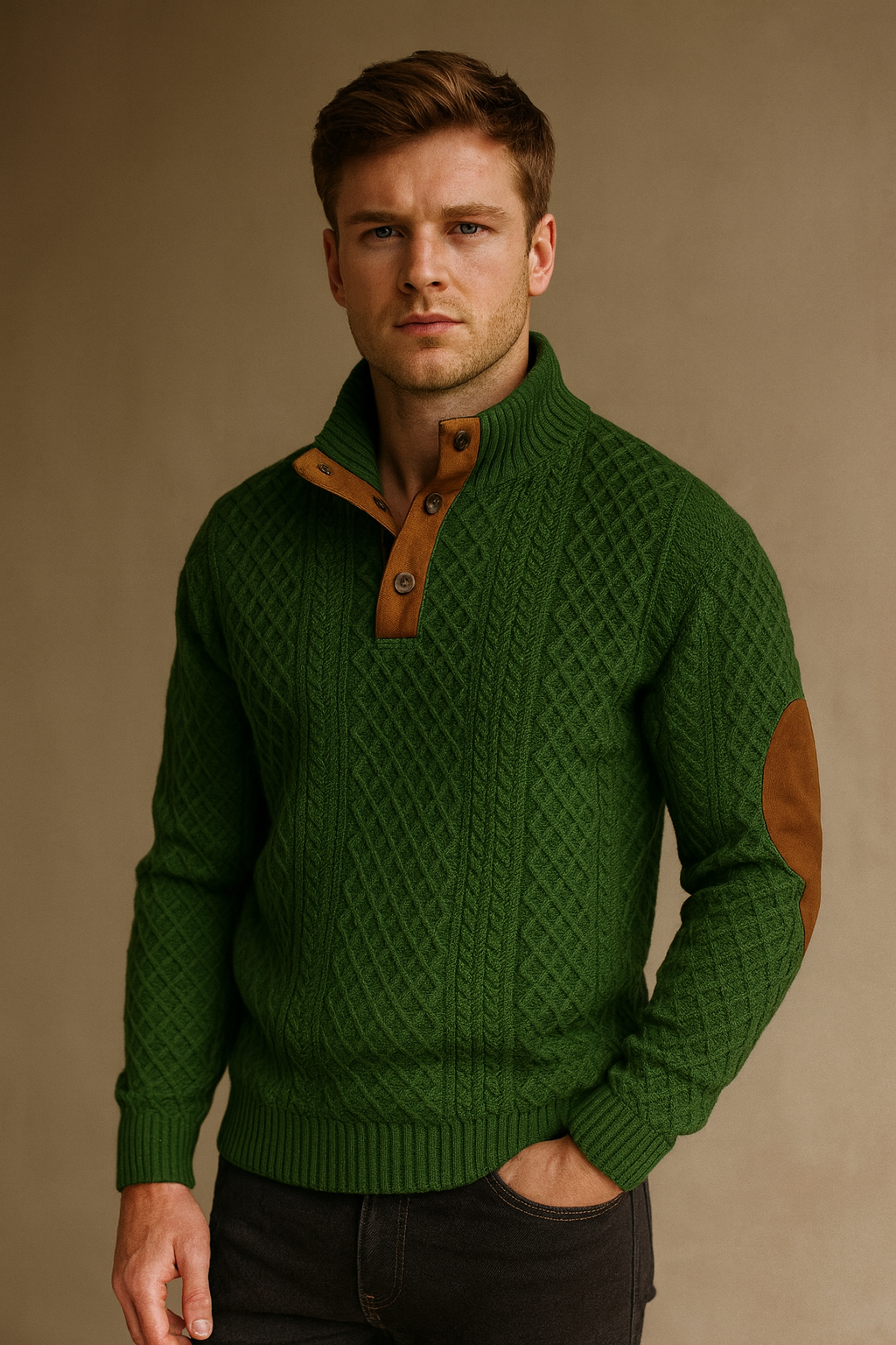 The Stephen Heritage | Jacquard Knit Button Sweater