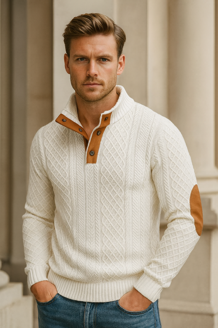 The Stephen Heritage | Jacquard Knit Button Sweater