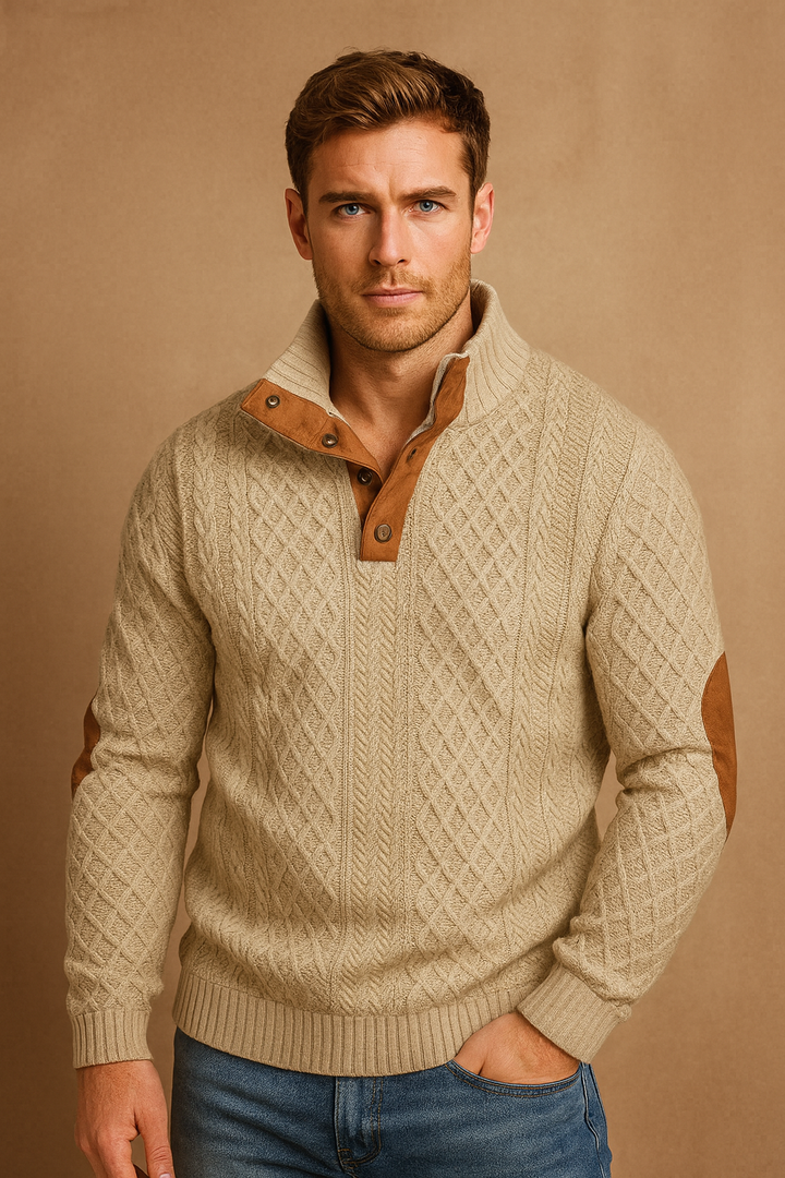The Stephen Heritage | Jacquard Knit Button Sweater