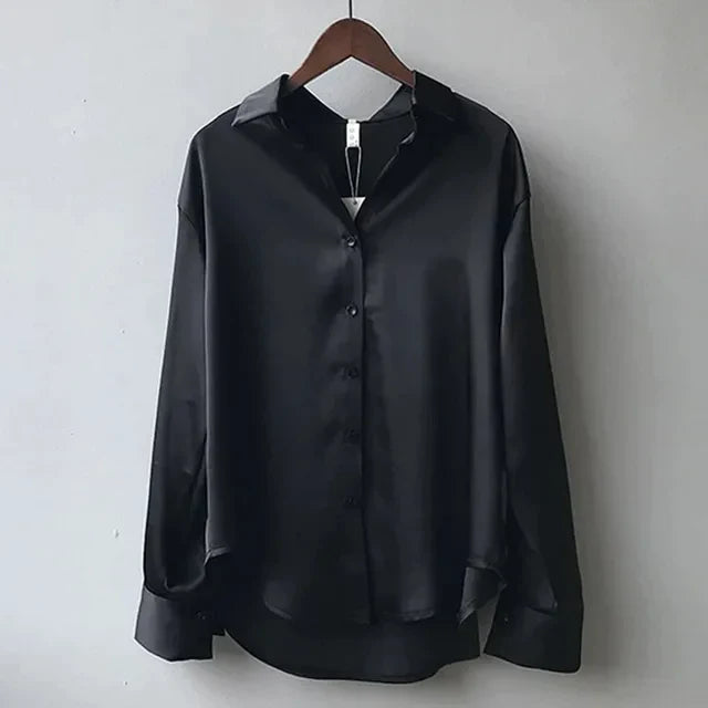 The Willow Regent | Women’s Modern Button-Down Satin Blouse