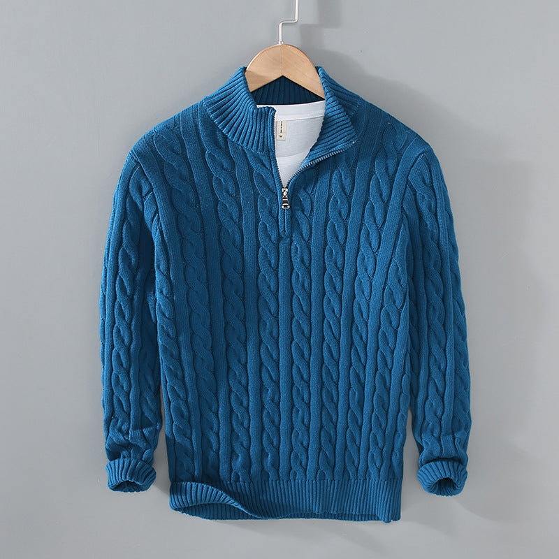The Bradley Heritage | Men’s Zip-Neck Cable Knit Sweater