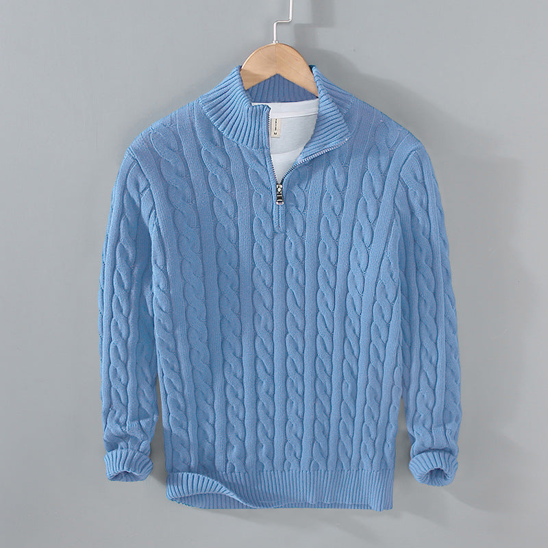 The Bradley Heritage | Men’s Zip-Neck Cable Knit Sweater