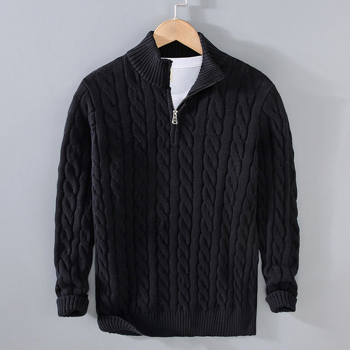 The Bradley Heritage | Men’s Zip-Neck Cable Knit Sweater