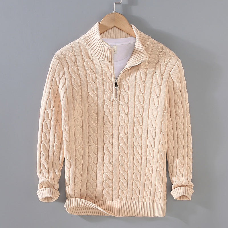 The Bradley Heritage | Men’s Zip-Neck Cable Knit Sweater